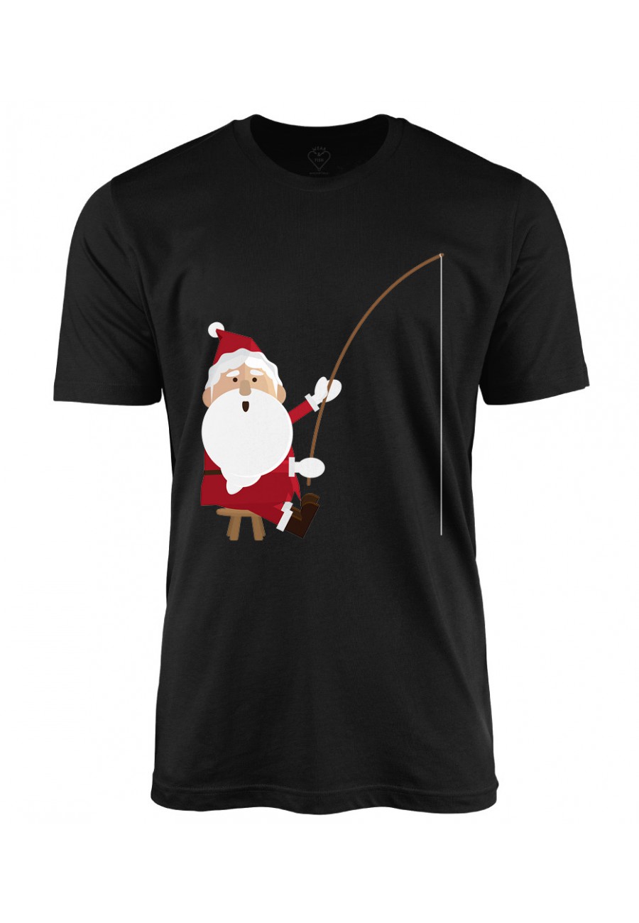 Koszulka męska Mikołaj na rybach